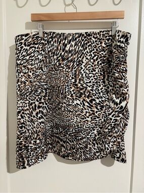 Express Leopard Print Mini Skirt - Black, White, Brown